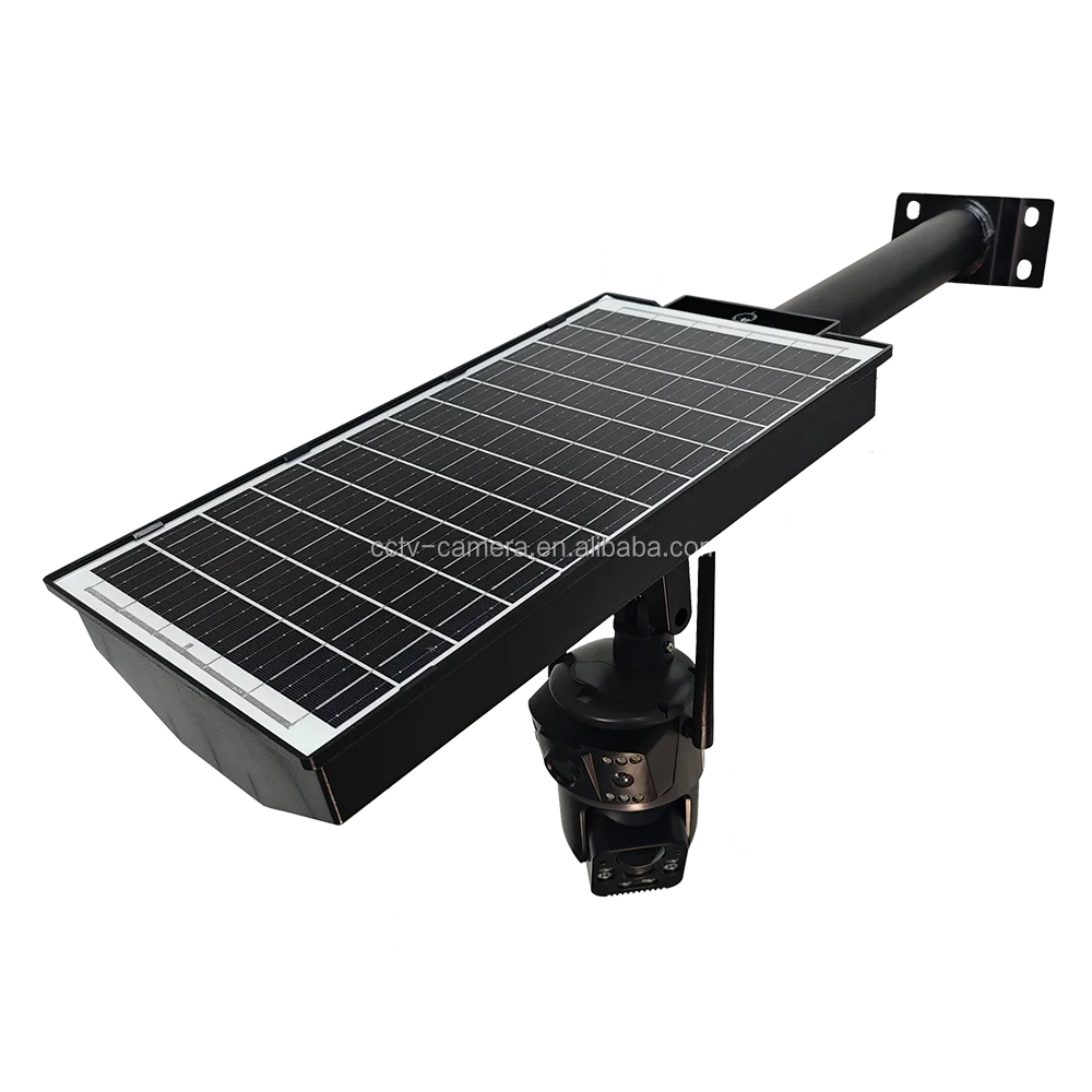 ضوء الشارع بالطاقة الشمسية 4G CCTV الأمن AI IP كاميرا مع بطاقة Sim في الهواء الطلق كاميرا صفارة الإنذار واي فاي 4mp 4G لوحة طاقة شمسية LED ضوء الشارع