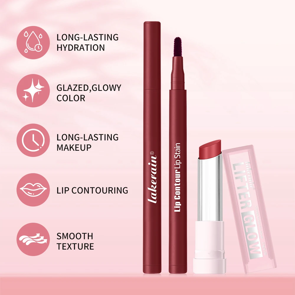2 szt./zestaw Konturówka do ust Gładki, nawilżający balsam do ust Konturowanie ust Naturalny wygląd Długotrwały, nawilżający zestaw do makijażu ust