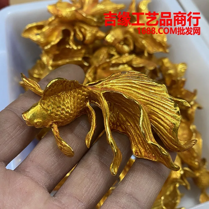 

Solid Gilding Small Goldfish Decoration Year by Year More than Koi Goldfish Home Tea Ornaments Decoration Ornaments