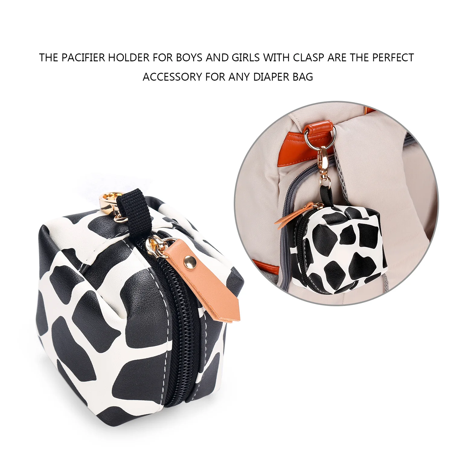 Baby Pacifier Clip Pouch Box PU Waterproof Dummy Holder Nipple Case for Infants Can Hang Mommy Bag Multifunctional Portable