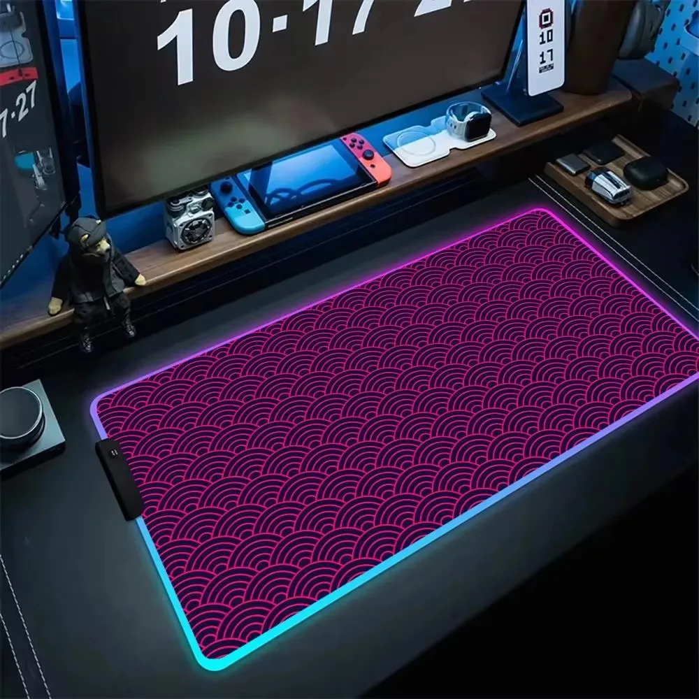 

Hot RGB Mouse Pad Gamer Luminous Playmat Art Aesthetics XL HD Mousepad XXL Office Soft Non-Slip PC Art Simple Line Table Mat