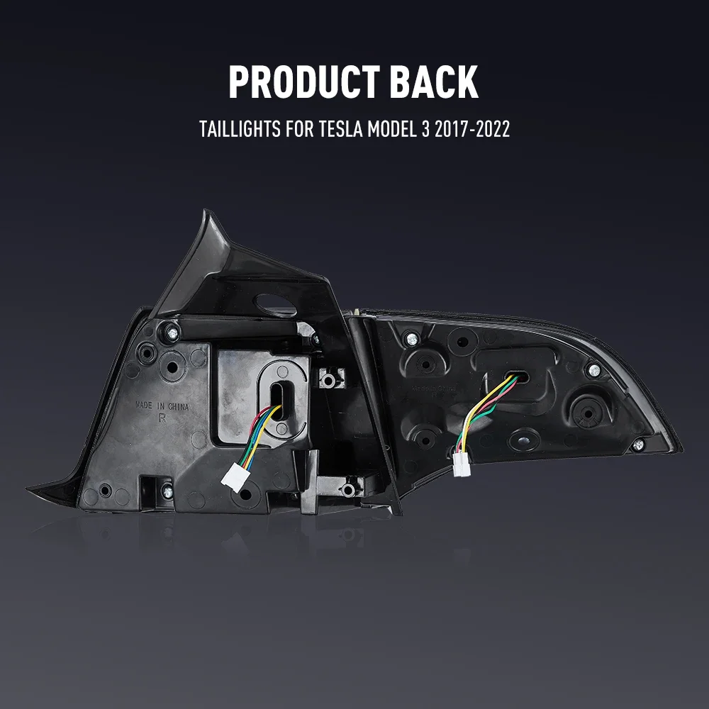 Pair Of LED Tail Lights For Tesla Model 3 2017-2022 DRL Reverse Brake Turning Signal Plug And Play Car Rear Tail Light Assembly