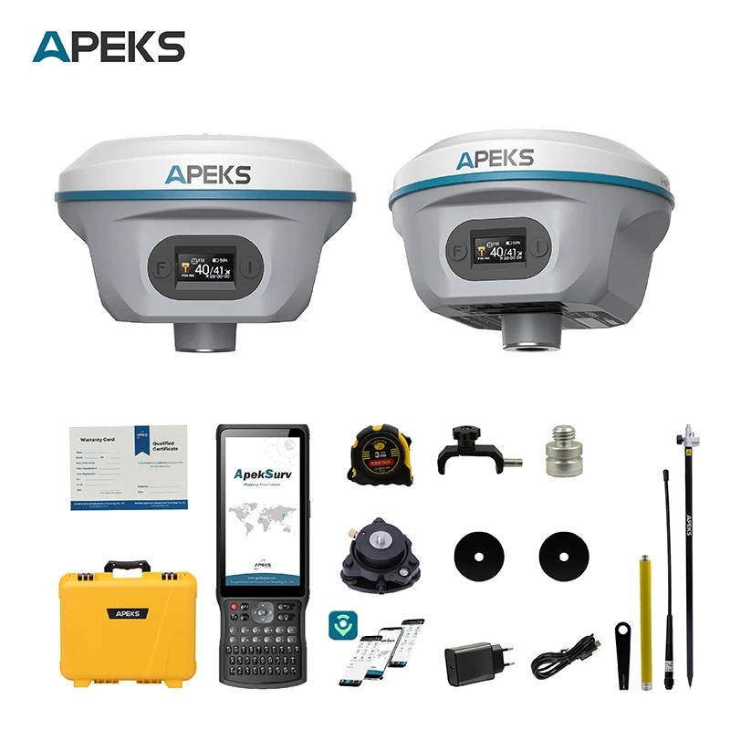 1408 Channels Apeks Ap20 RTK GNSS Receiver With IMU Tilt 120 IP68 32GB Storage Apeksurv Permanent Software Base Rover Full Set