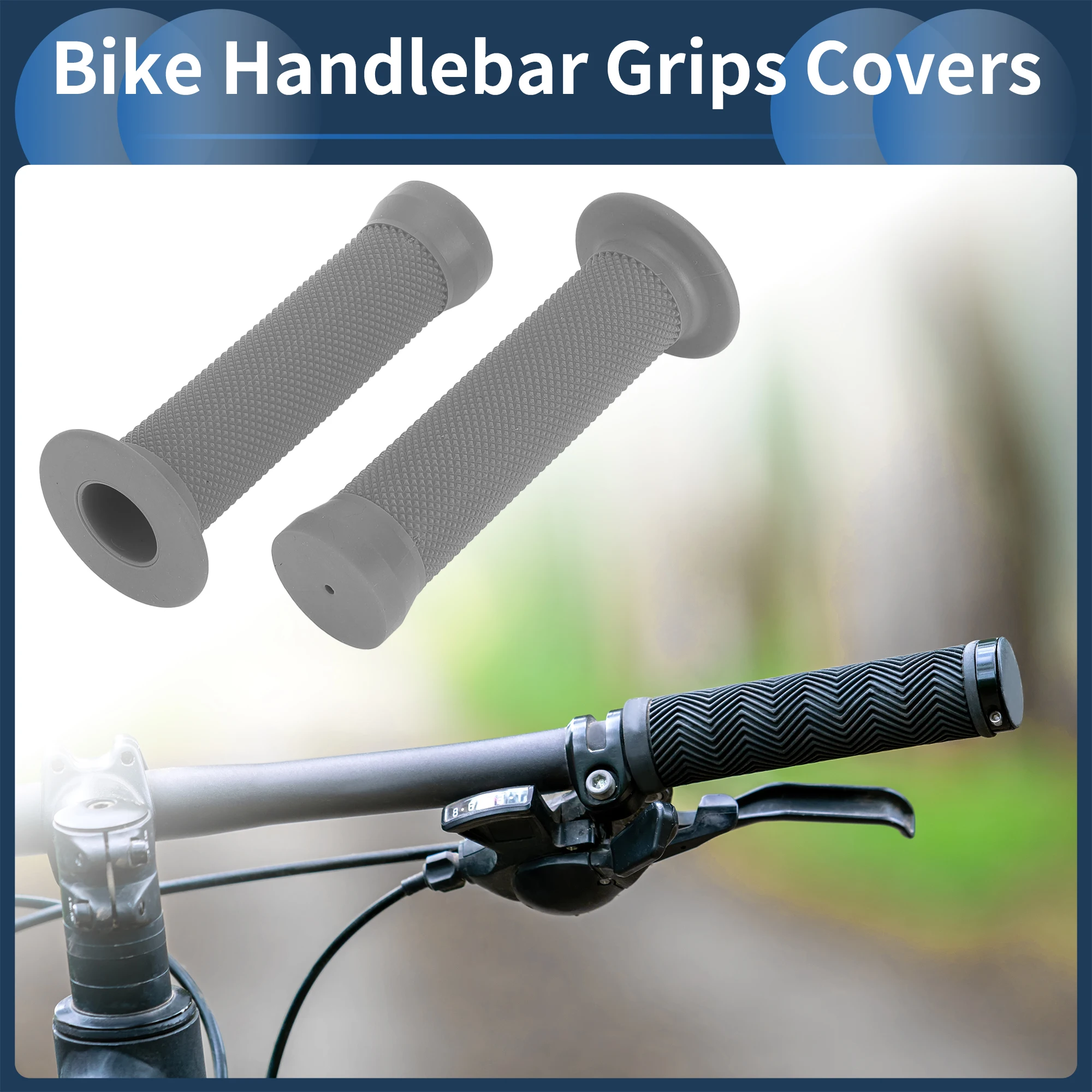 X Autohaux Bike Handlebar Grips Cover 130mm End Grip Protector Rubber Gray Non-Slip 1 Pair