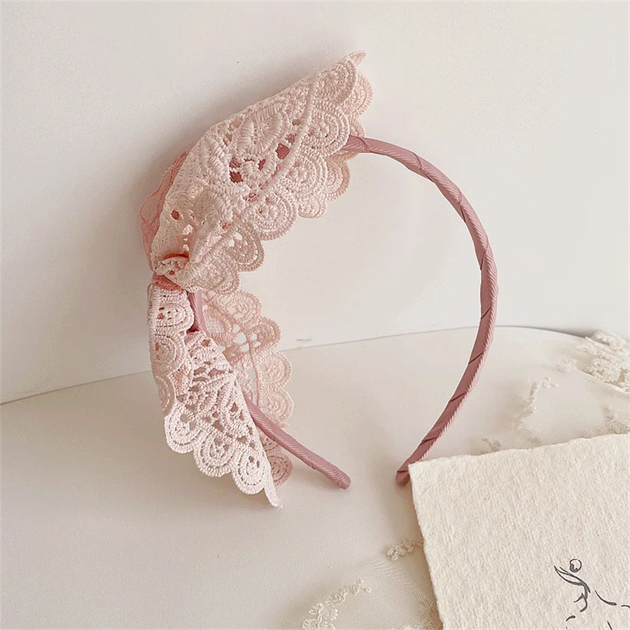 

Fashion French Vintage Lace Tie Bow Hair Bands Lace Headband Cute Big Bow Hair Hoop for Baby Girls Baby Hair Accessories The New