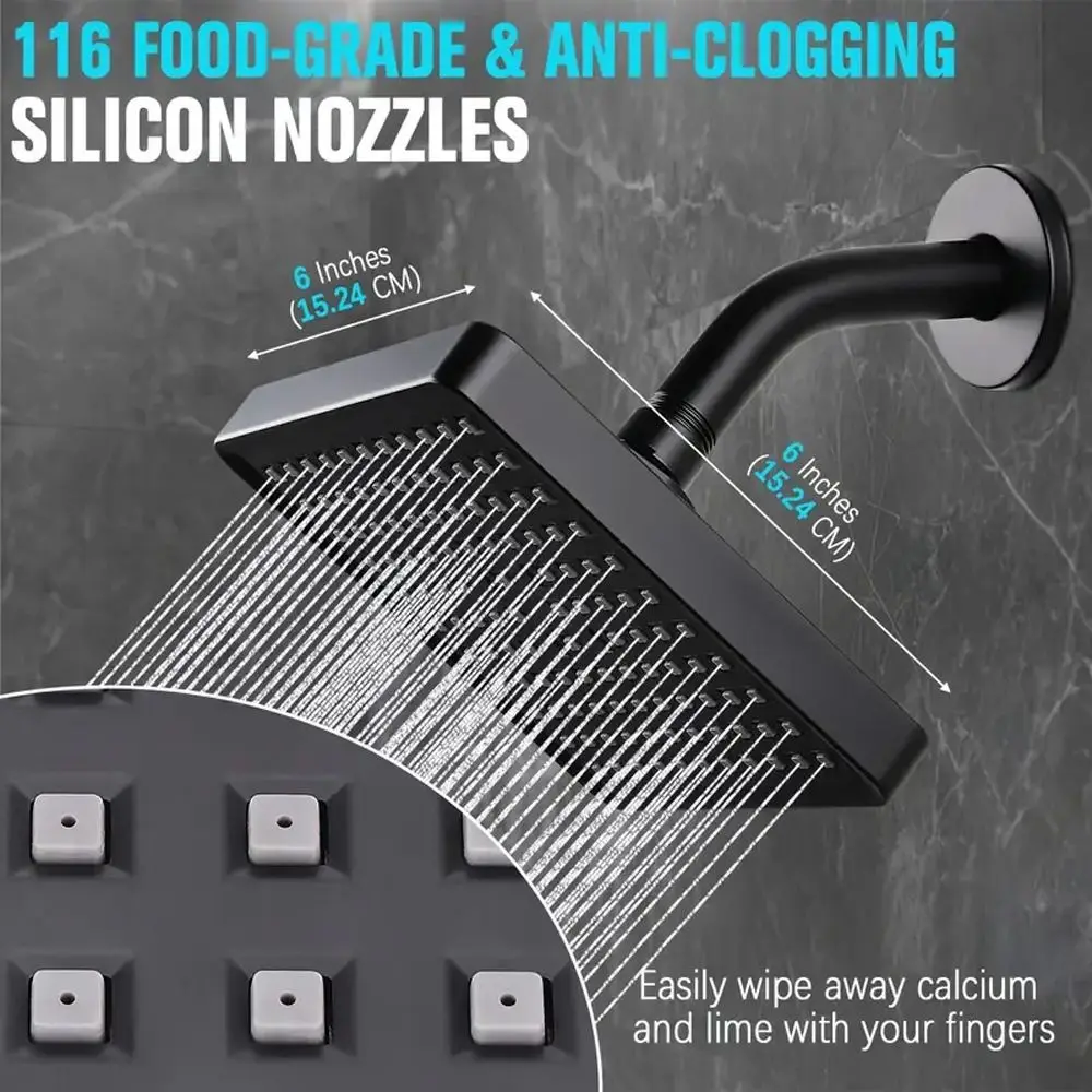 

Easy Install Water Saving Rain Shower Head Adjustable High Pressure Shower Head Square High Flow Bathroom Shower Head Bathroom