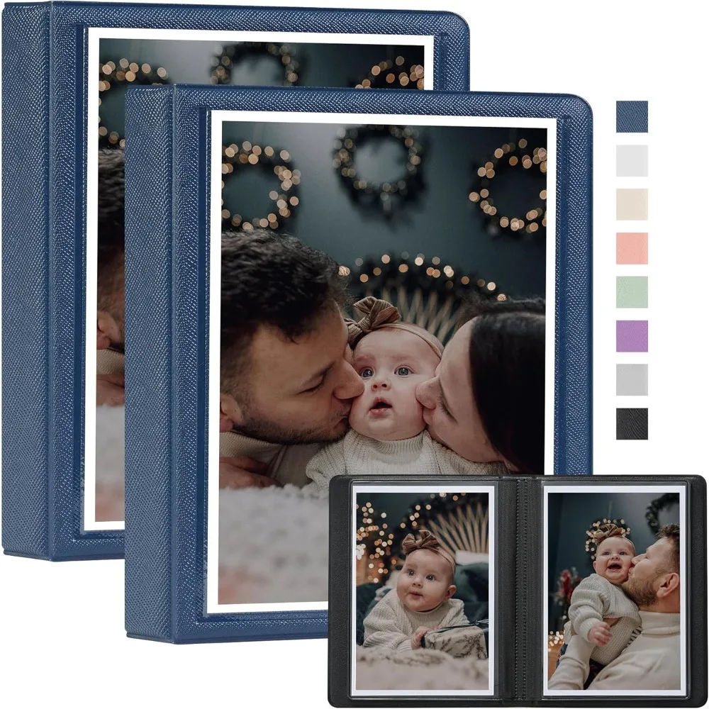 

2 Pack Small Photo Album 4x6 Photo 36 Pockets Plastic Customizable Cover, Mini Portable Photo Book 4x6 Pictures for Wedding Fami