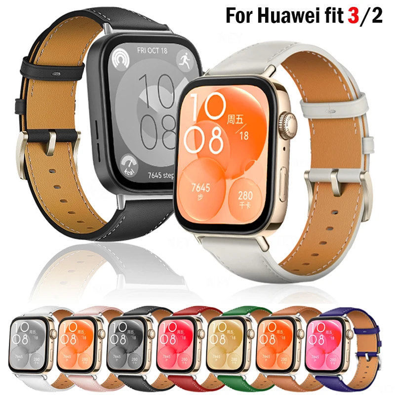 Genuine Leather Band For Huawei Watch Fit 3 Smartwatch Strap Replacement Sport Wristband retro Bracelet Huawei Fit 2 Accessories