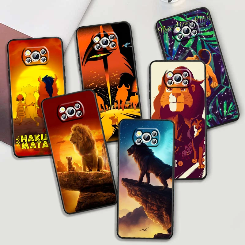 Disney Lion King Simba For Xiaomi Mi Poco F5 F4 F3 F2 X5 X4 X3 M6 M5 M5S M4 M3 C40 Pro GT NFC 5G Black Funda Phone Case