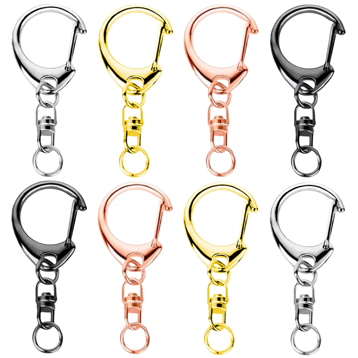 5/12/20/40 Sets Karabinerverschlüsse, Biegering, D-Form, drehbar, Schnappschlüsselanhänger, Clip-Haken für Lanyards, Geldbörse, Schmuck, DIY, Basteln, Geschenk