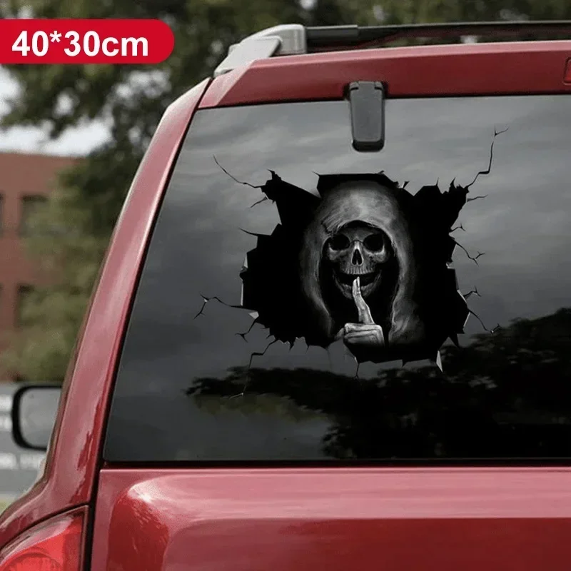 Car Sticker Window Sticker Ghost Face Skeleton Vinyl Wrap Film 3D Clear Glass Sticker Festive Car Decoration Personality