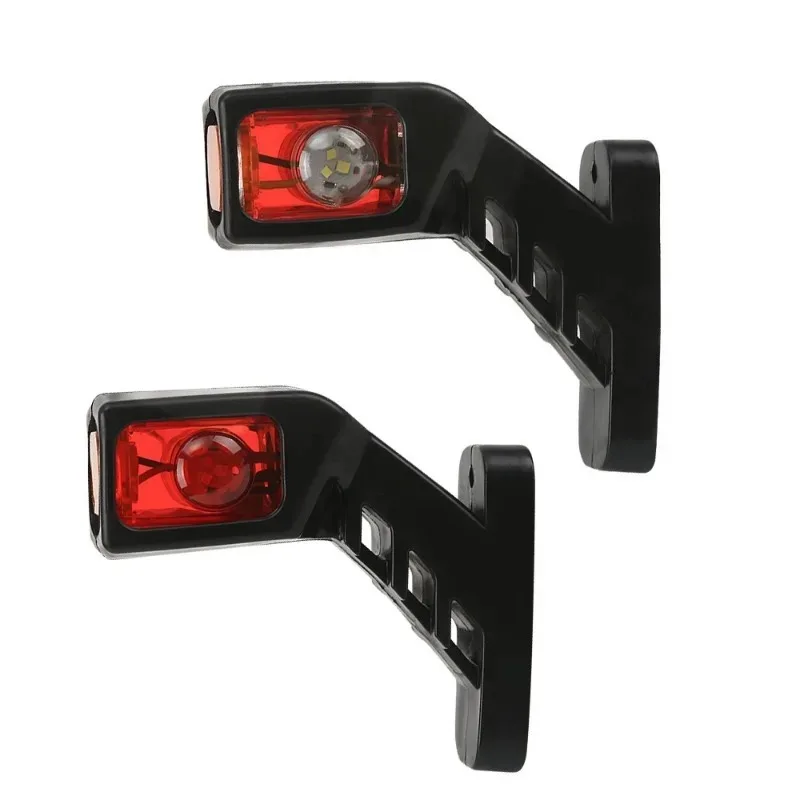 

New 2pcs 12/24V LED Side Marker Light Tail Light 3Faces White Red Yellow for Trailer Truck Van Lorry Indicator Lamp Truck Lamp