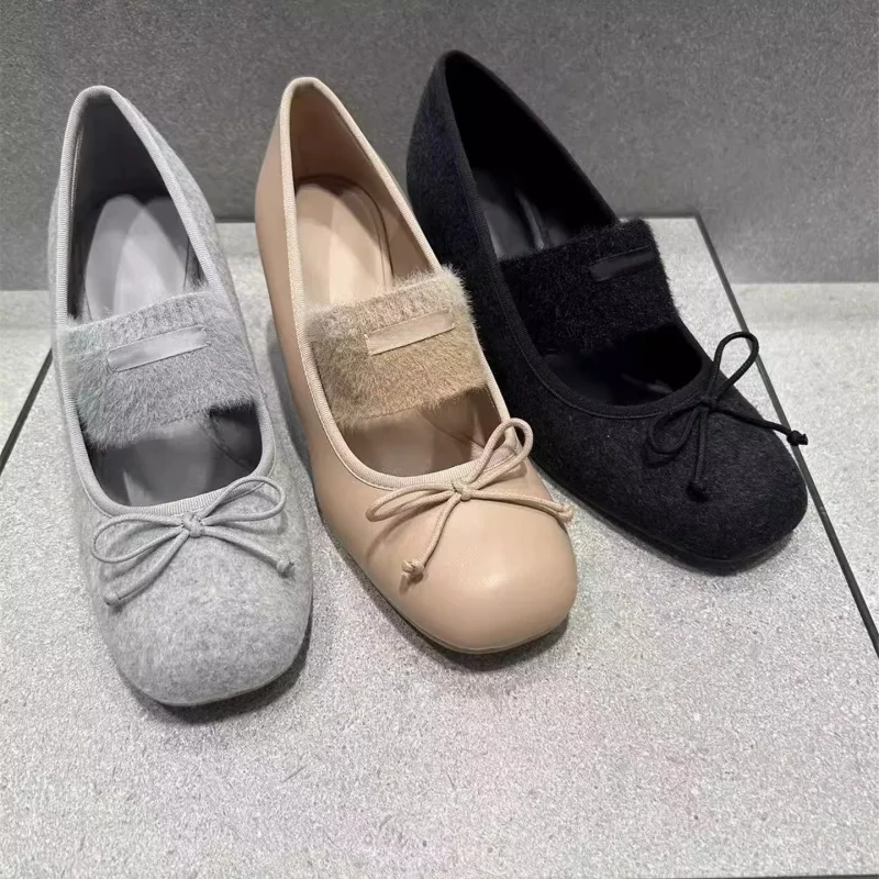 

Fashionable Women's Shoes 25 Winter New Model 60580321 Chunky High Heel Bow Mary Jane Shoes