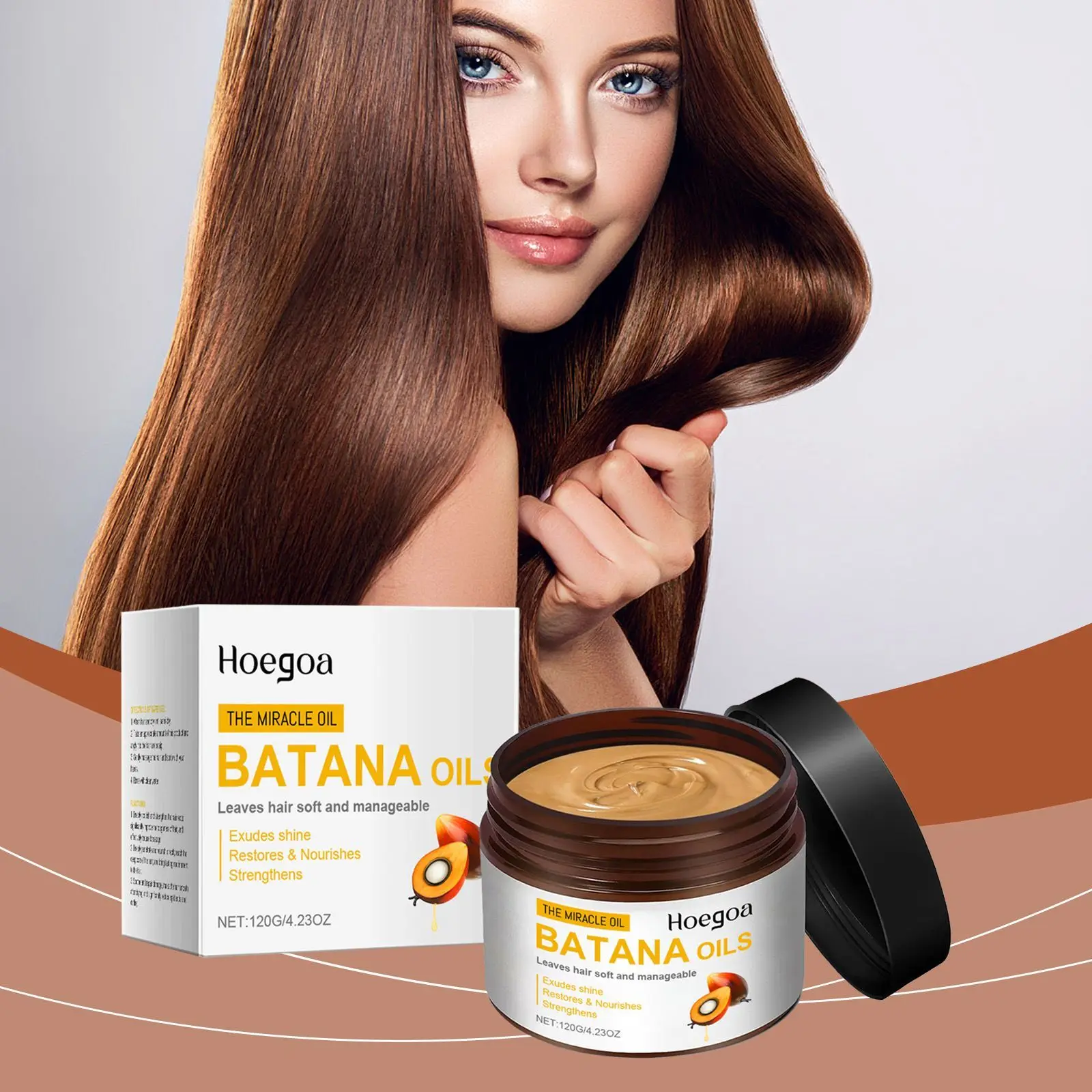 HOEGOA Batana Oil Hair Mask for Normal Hair Deep Moisturizing Treatment Softness Smoothness Frizz Control