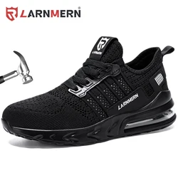 LARNMERN-zapatos de seguridad antideslizantes para hombre, zapatillas de trabajo ligeras y transpirables, antigolpes