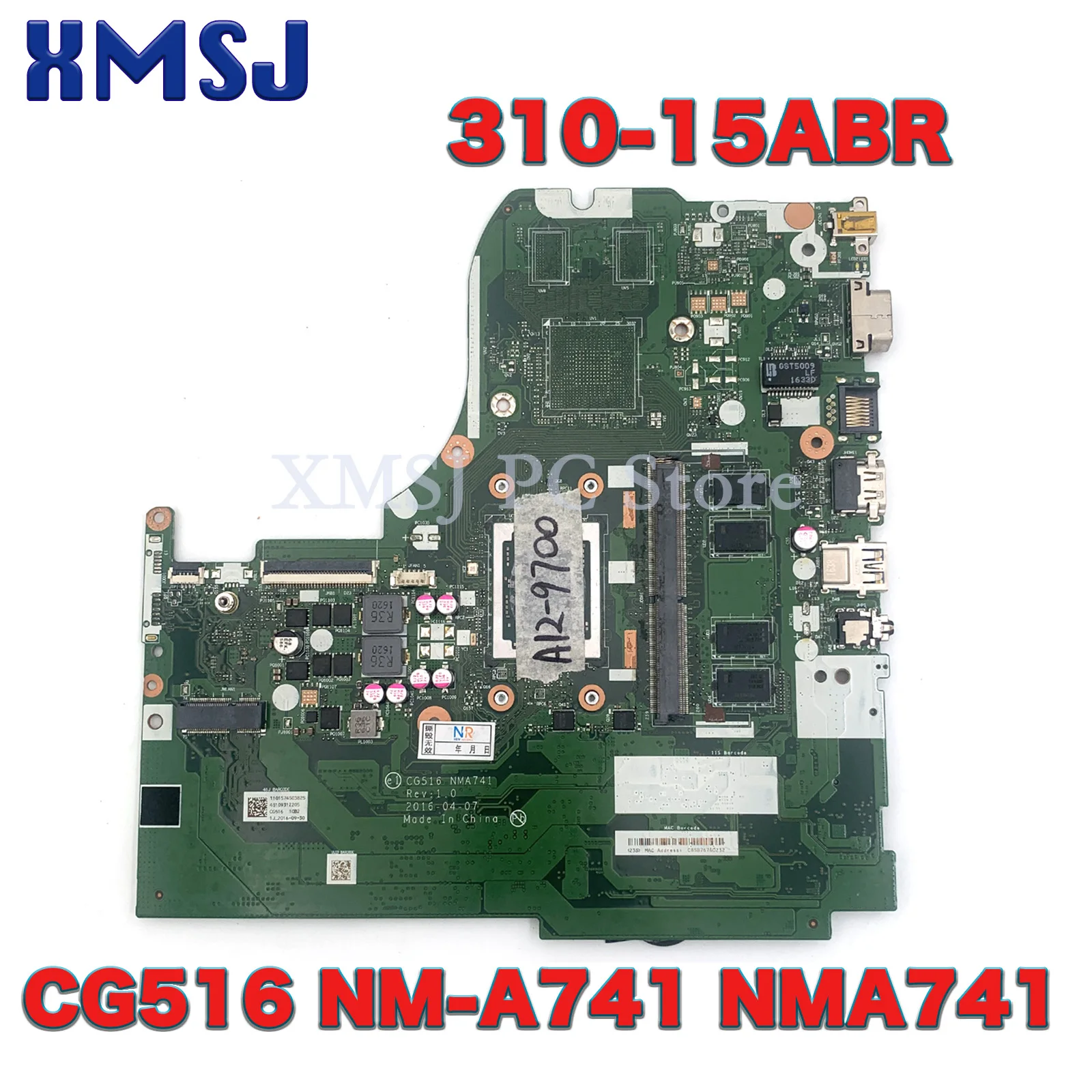 For Lenovo IdeaPad 310-15ABR Laptop Motherboard CG516 NM-A741 NMA741 With A10-9600P A12-9700P FX9800P CPU 4GB RAM DDR4