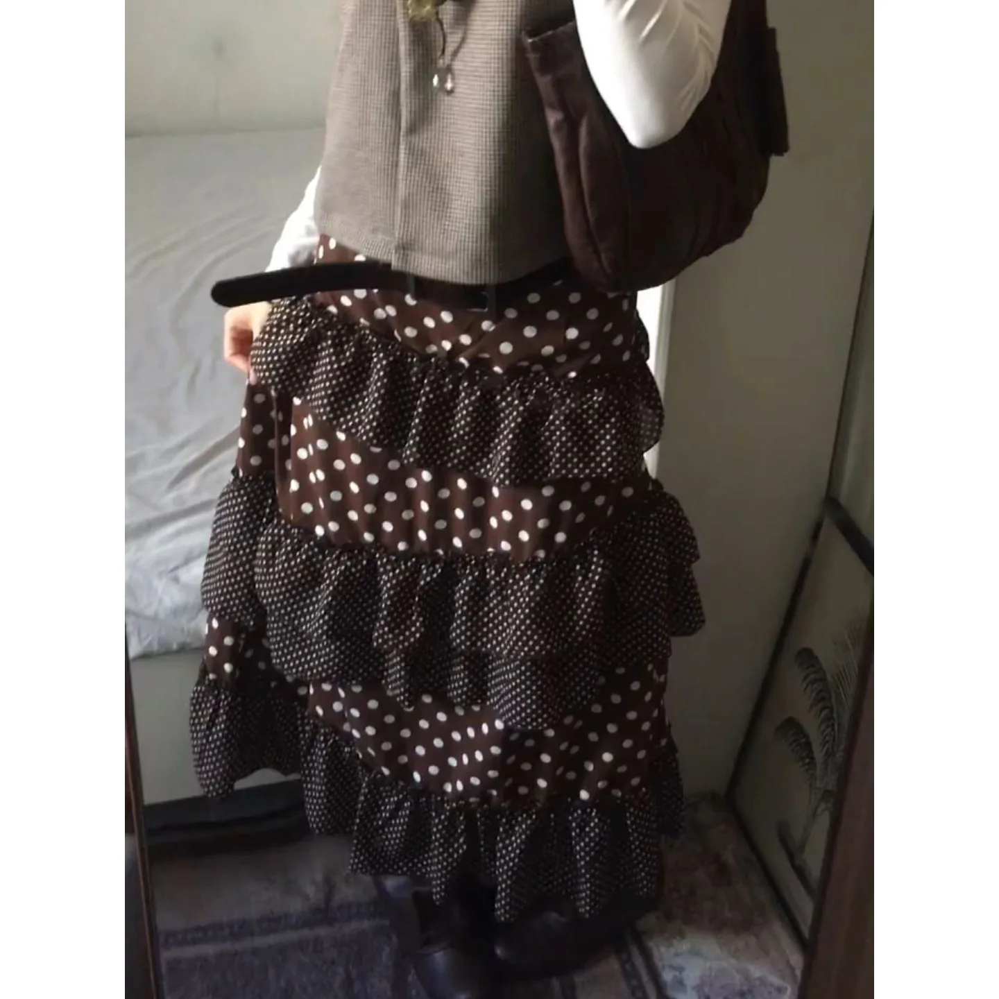 Heavy Industry Skirt 2026 New Cake Long Skirt Retro Polka Dot Stitching