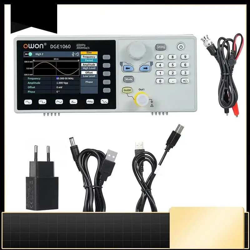 

N33R-OWON Настольный генератор сигналов DGE1060, канал, 60 МГц, 1 канал, произвольная форма сигнала, 3,6 дюйма, 14 бит, поддержка функций SCPI Labview, ЕС