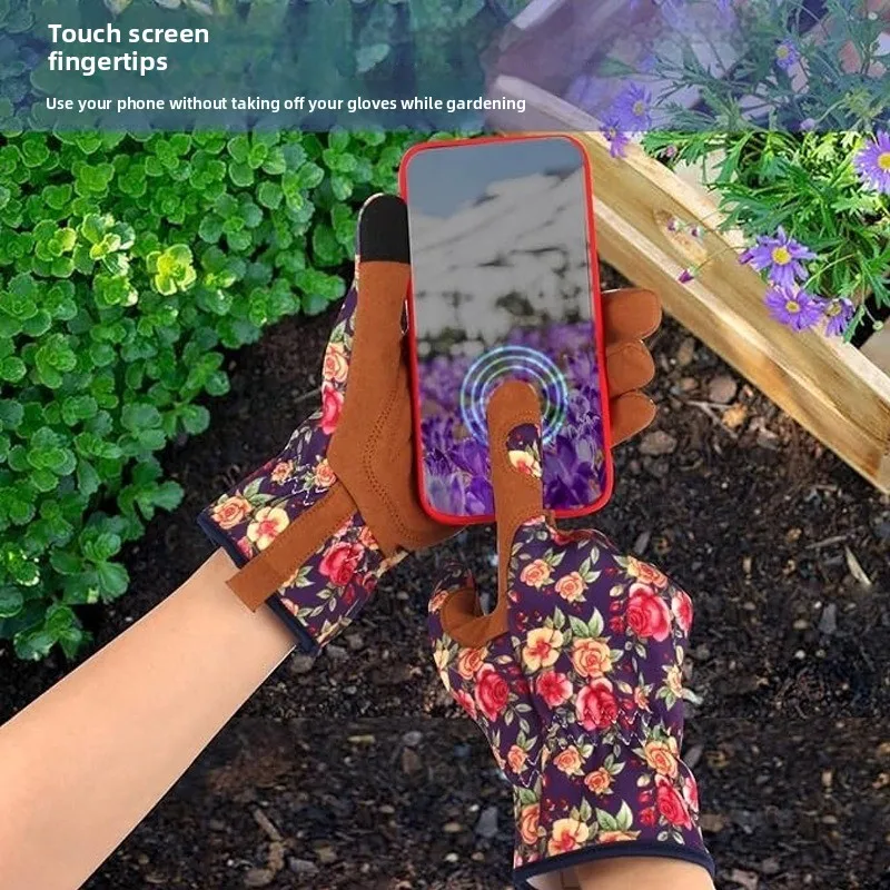 Ultra-fiber Gardening Gloves, Printed Anti-puncture and Puncture-resistant for Flower Cultivation, Wear-resistant and Breathable