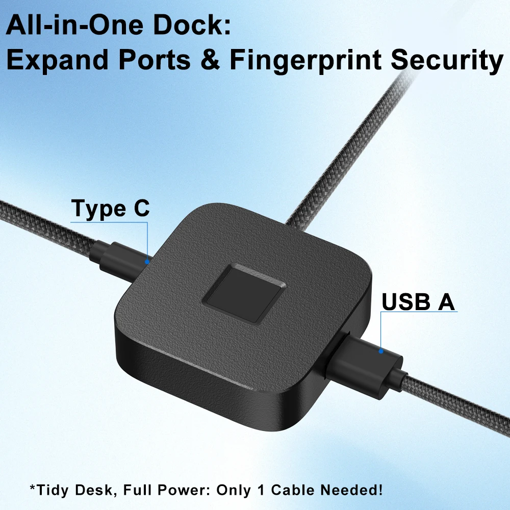 Portable Windows Hello USB 3.0 Hub Touch ID Fingerprint Reader Plug & Play for Laptop Desktop Windows 10/11/12