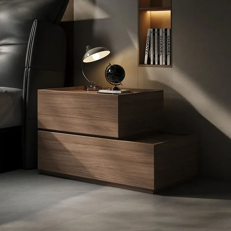 for Creative Solid Wood Bedside Table Household Bedroom Building Block Nightstand Modern Simple Small Storage Side Cabinet