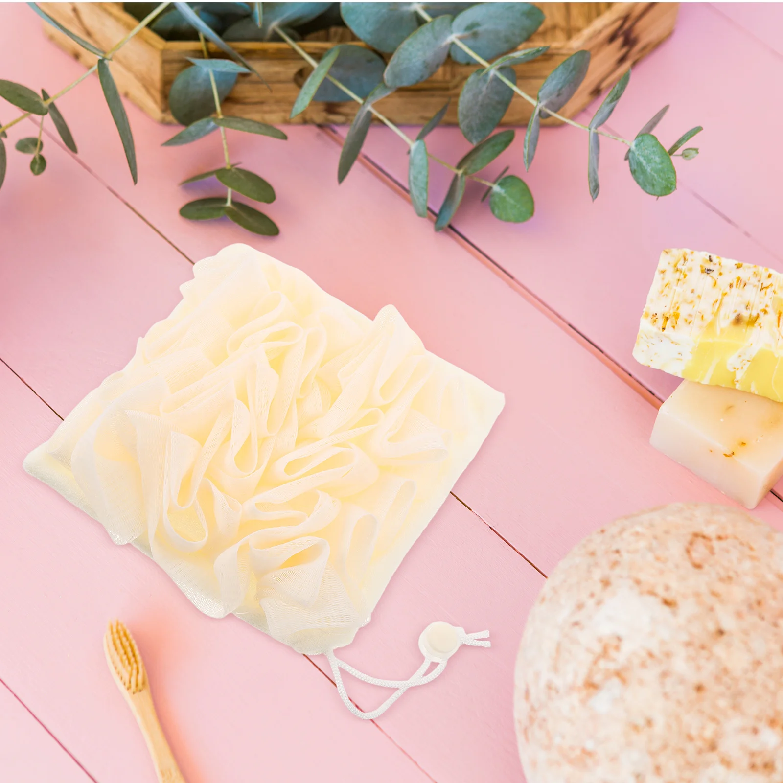 

Double-Sided Bath Scrubber Soap Pocket Exfoliating Body Wash Cloth Loofah Shower Sponge Travel Soft Skin Cleaning Brush for Men