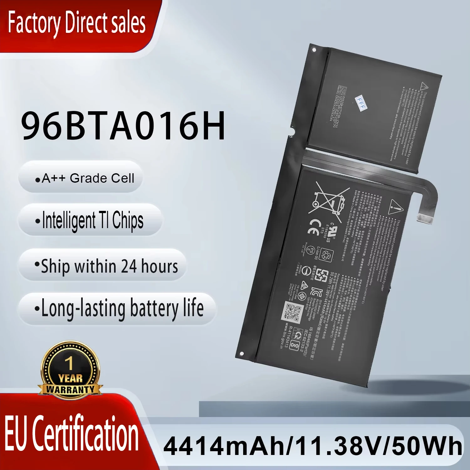 

Новая батарея для ноутбука 11.38V 50Wh 96BTA016H DYNC01 96BTA015H для планшета Microsoft Surface Pro 8 1983 1982 2021