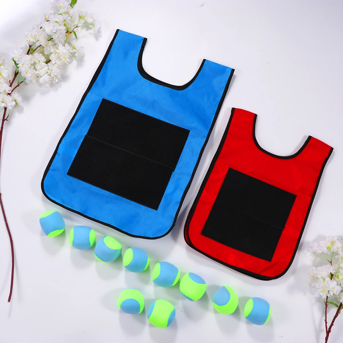 1 Juego de juguetes interactivos para padres e hijos, pelota pegajosa y chaleco, accesorios de juego, chaleco de pelota pegajosa, juguete de grupo para el hogar y la escuela (niños)