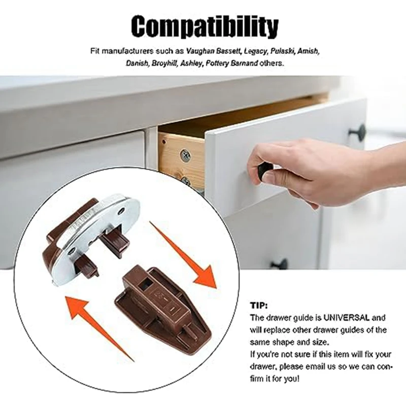 Replacement Drawer Track Slide Kit,Track Drawer Guides Furniture Parts For Dressers,Hutches And Nightstand Drawer