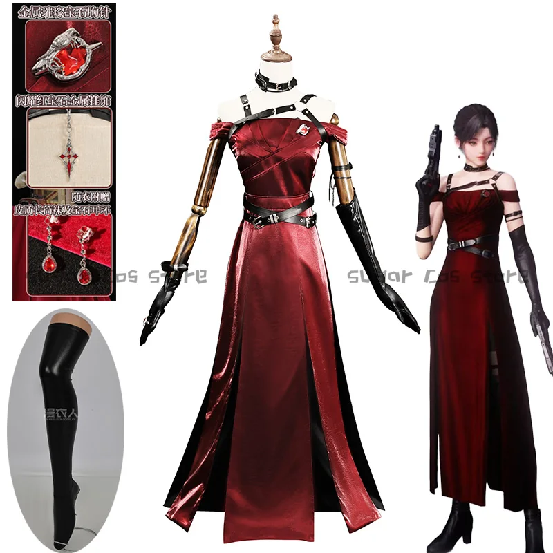 

Game Love and Deepspace Heroines Cosplay Costume Red Dress Enchanting Veil Uniform Sylus Relentless Conqueror MC Halloween Women
