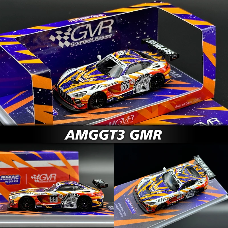 TW In Stock 1:64 AMGGT3 GMR Racing 24 Hours Of SPA 2022 Diecast Diorama Car Model Collection Miniature Toys Tarmac Works