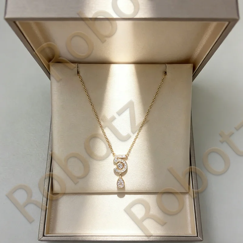 

RobotZ2026New Fashion Gold/Silver Lucky 5 Pendant Necklace Women's Elegant Water Drop Crystal Chain Jewelry for Daily Party Gift