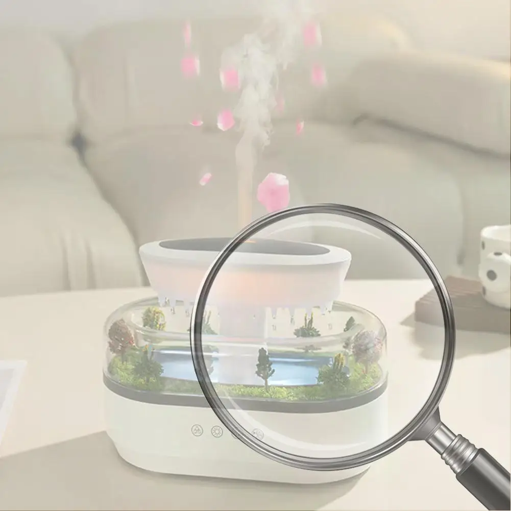 

Aroma Humidifier Raindrop Air Humidifier Essential Oil Diffuser Micro Landscape Aromatherapy Diffuser 7 Night Light for Bedroom