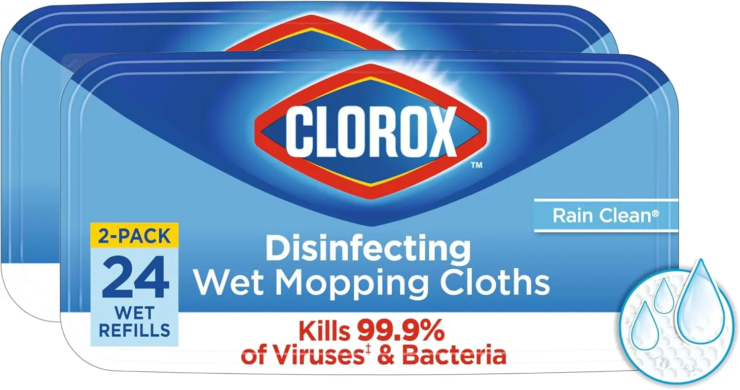 

Disposable Mop Pads, Multi-Surface Floor Wipes, 2 Packs with 24 Wet Refills Each