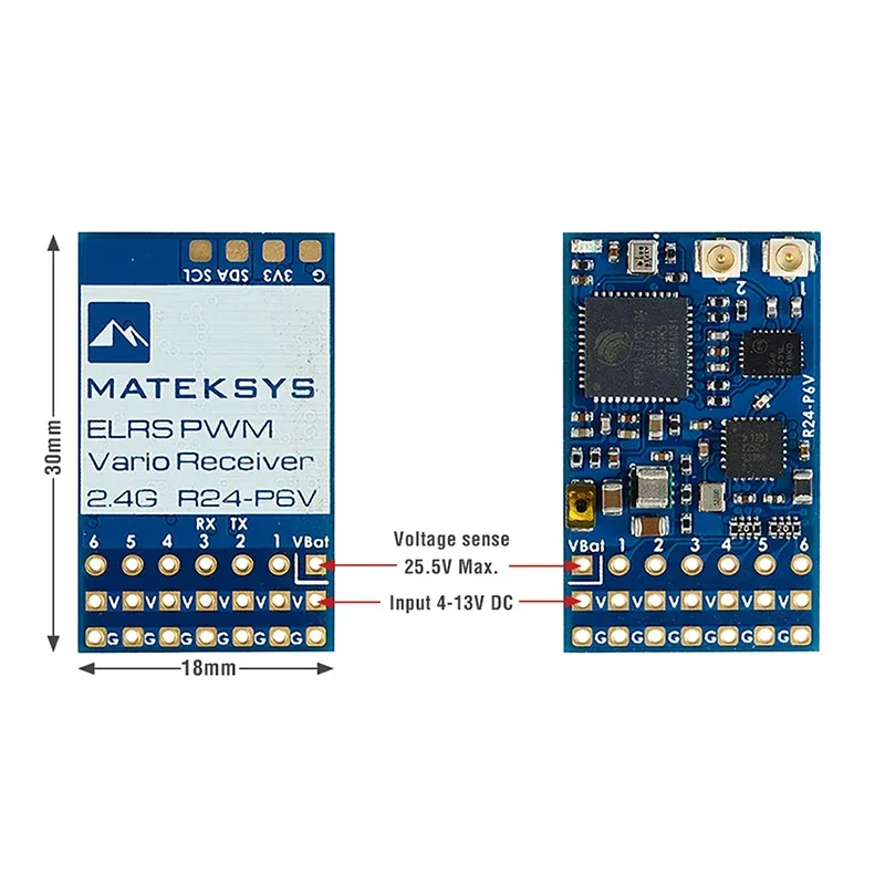 MATEK ELRS-R24-P6V 2.4GHz PWM Receiver Built-in Barometer for Traverse RC FPV Drone Flight Model DIY Parts