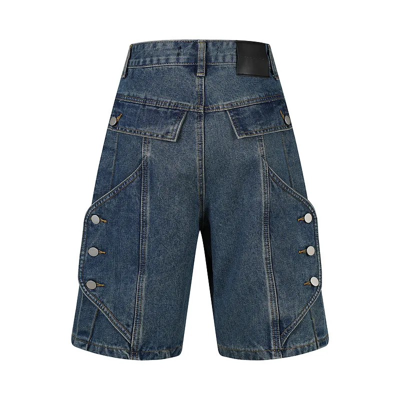 Men's Summer Oversized Hip Hop Short Jeans Washed Vintage Y2K Denim Shorts High Streetwear Retro Loose Fit Cowboy Shorts Bottoms