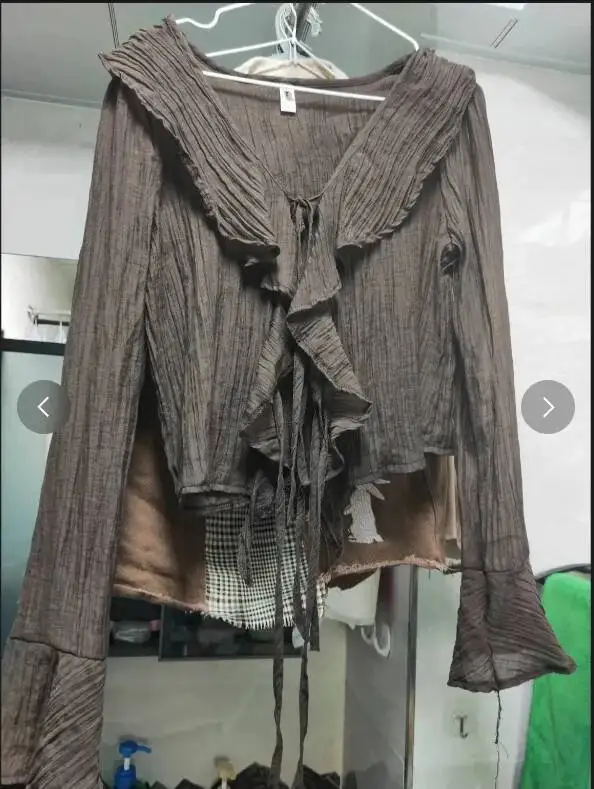 

Блузки для женщин, сорочка Femme, женские расклешенные рубашки с рюшами, Blusas Femininas Elegantes, топы, винтажная весенняя рубашка, тонкое пальто