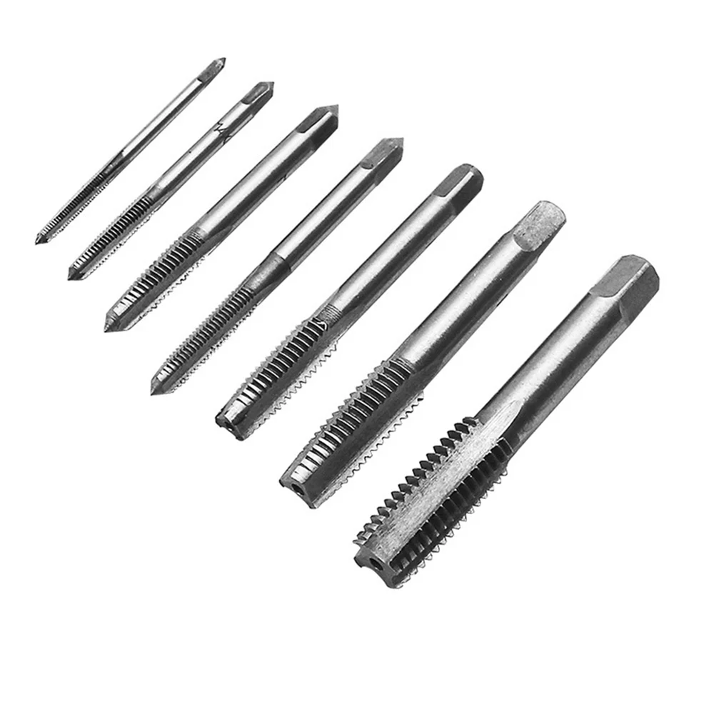 7 قطعة M3-M12 اليد الحنفية مربع عرقوب وأشار مستقيم الأخدود الموضوع التنصت لولبة داخلية التنصت أداة مجموعة
