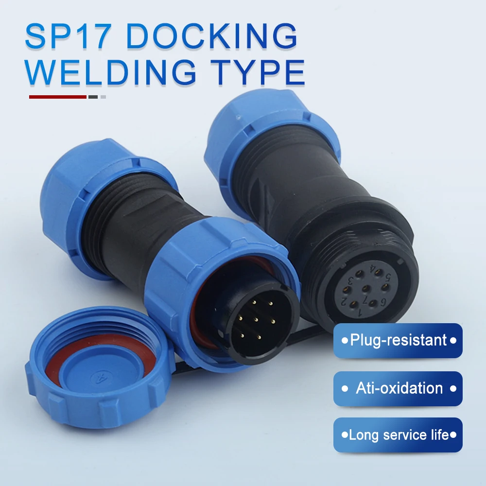 

SP17 Welding Docking Type Aviation Plug Socket Male Female IP68 Waterproof Connector 2/3/4/5/6/7/9/10 Pin Wire Cable Connectors
