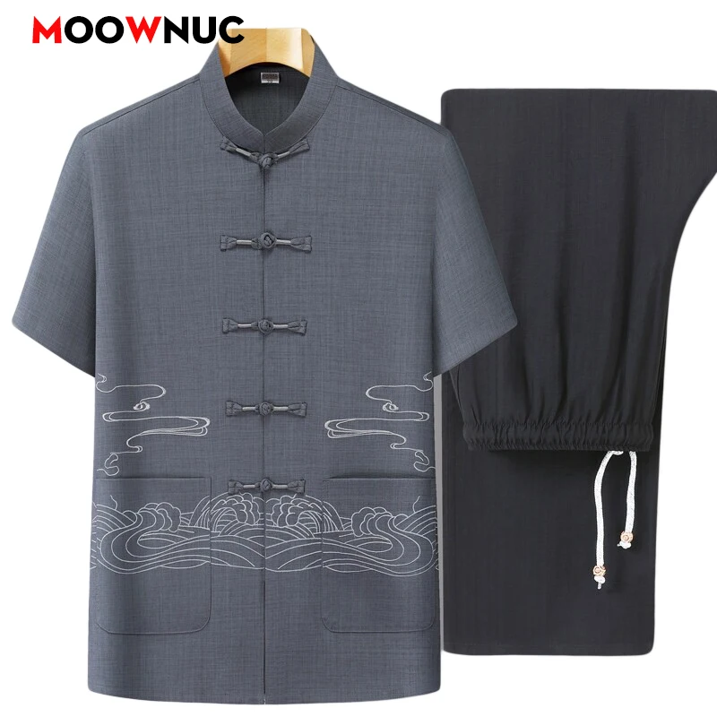 

Спортивная одежда, мужской летний повседневный комплект свитшотов, спортивный костюм с рубашкой и брюками, рабочий костюм из двух предметов, удобная мужская одежда