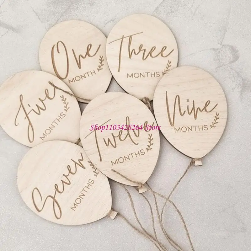 علامات معالم الطفل الخشبية الفريدة من نوعها، بطاقات معالم الطفل الخشبية المزخرفة لتسجيل لحظة النمو للآباء الجدد #2
