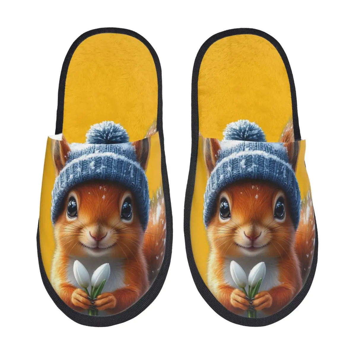 

Мягкие домашние тапочки с милым изображением белки из пены с эффектом памяти для женщин: удобные, теплые, нескользящие