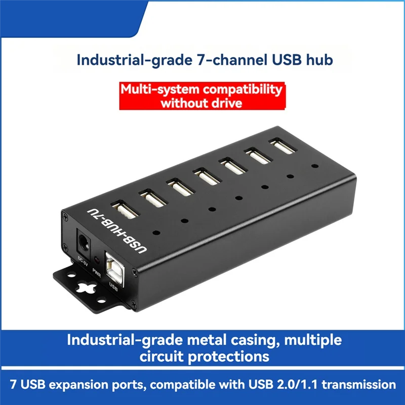 

ABAC-7-CH USB HUB Industrial Grade USB 2.0 Port Expansion Adapter For Win11/10/8 Linux