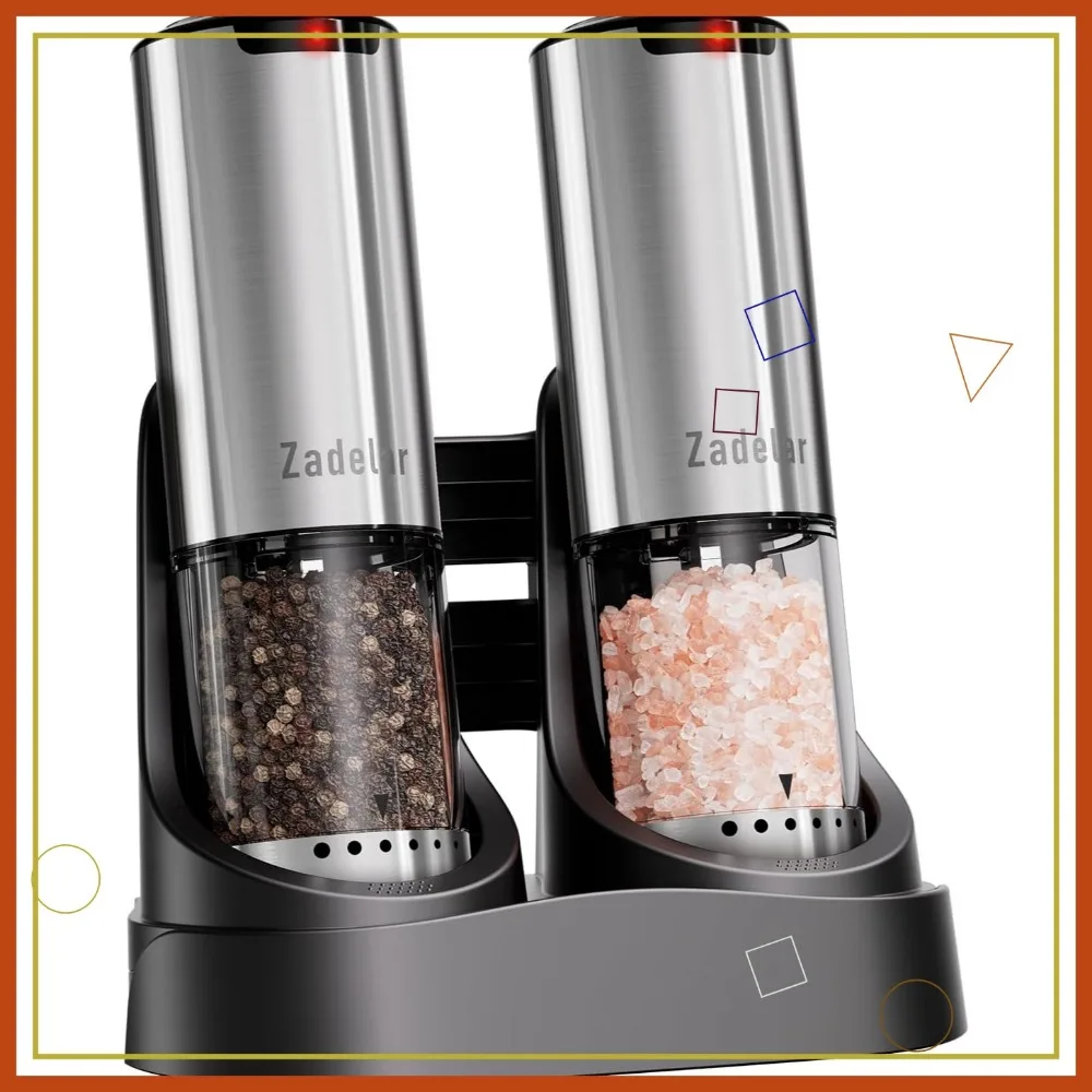 

USB-C Rechargeable Electric Salt and Pepper Grinder Set with Adjustable Coarseness, LED Light, and Large Capacity