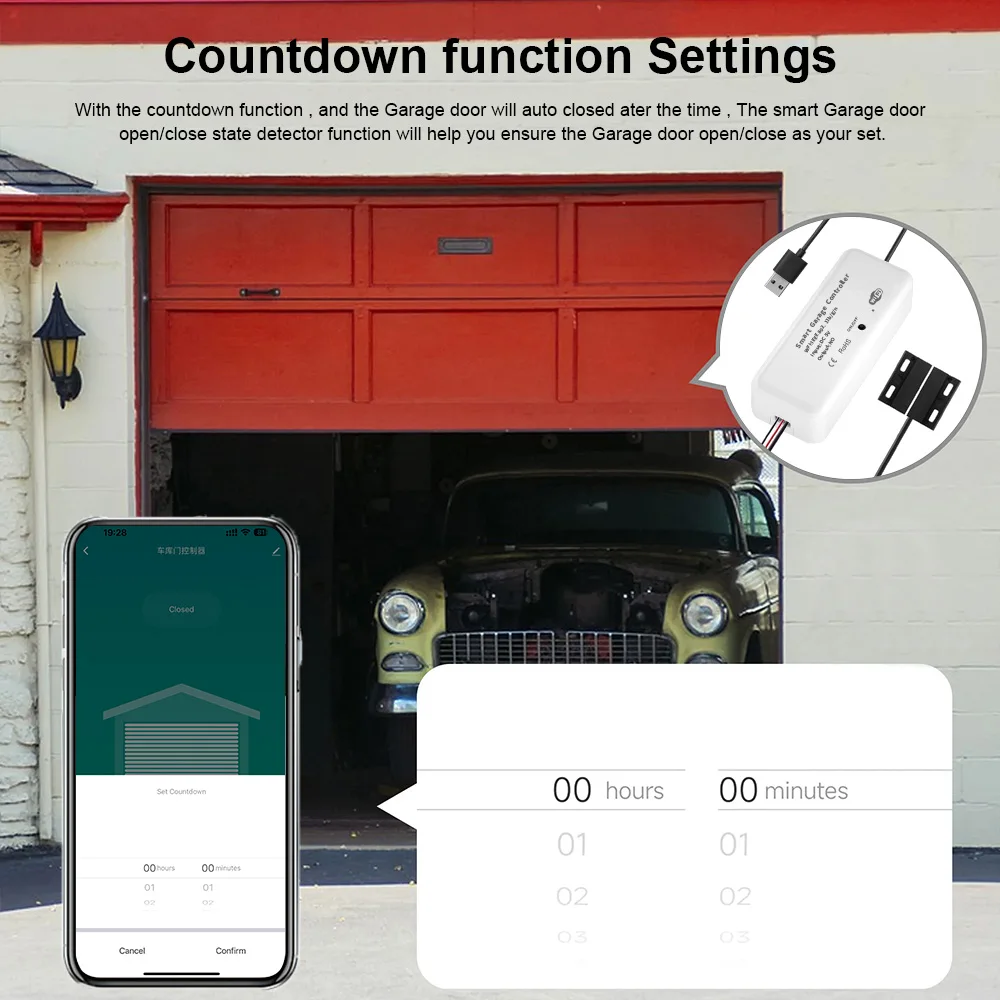 Ouvre-porte de garage intelligent, WiFi, Smart Life, Tuya, télécommande, compatible avec Alexa, Google Home, Voice, aucun hub requis