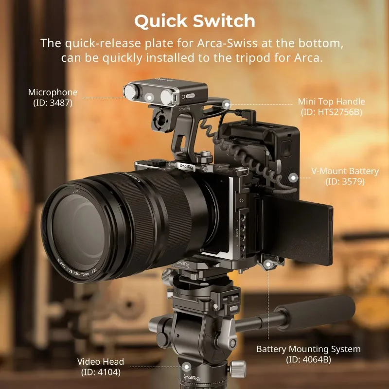 SmallRig 4515 S9 Camera Cage for Panasonic LUMIX S9, Built-in Arca-Swiss Quick Release Plate for Arca-type Tripod