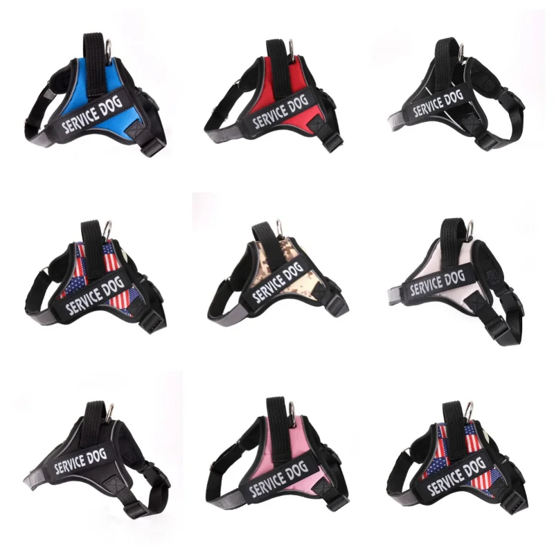 Personalized Nylon Heavy Duty Dog Pet Harness Collar Adjustable Padded Extra Large Medium Small Dog Reflective Harnesses Vest