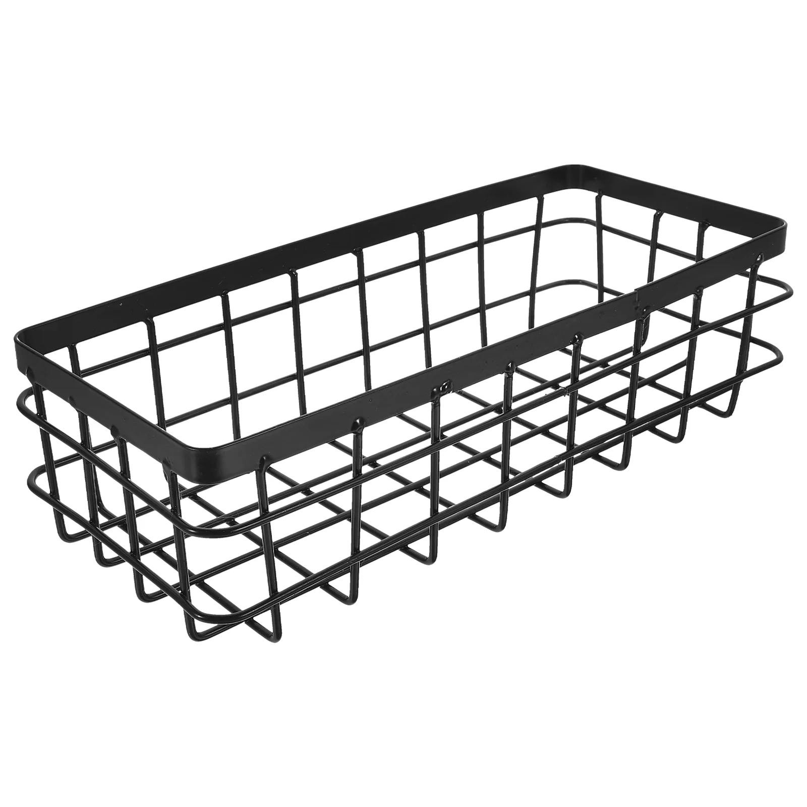 Metal Storage Basket Small Black Wall Bathroom ganizer Rack Smooth Edges Iron Craftsmanship Sundry Holder Shelf Draining Tray