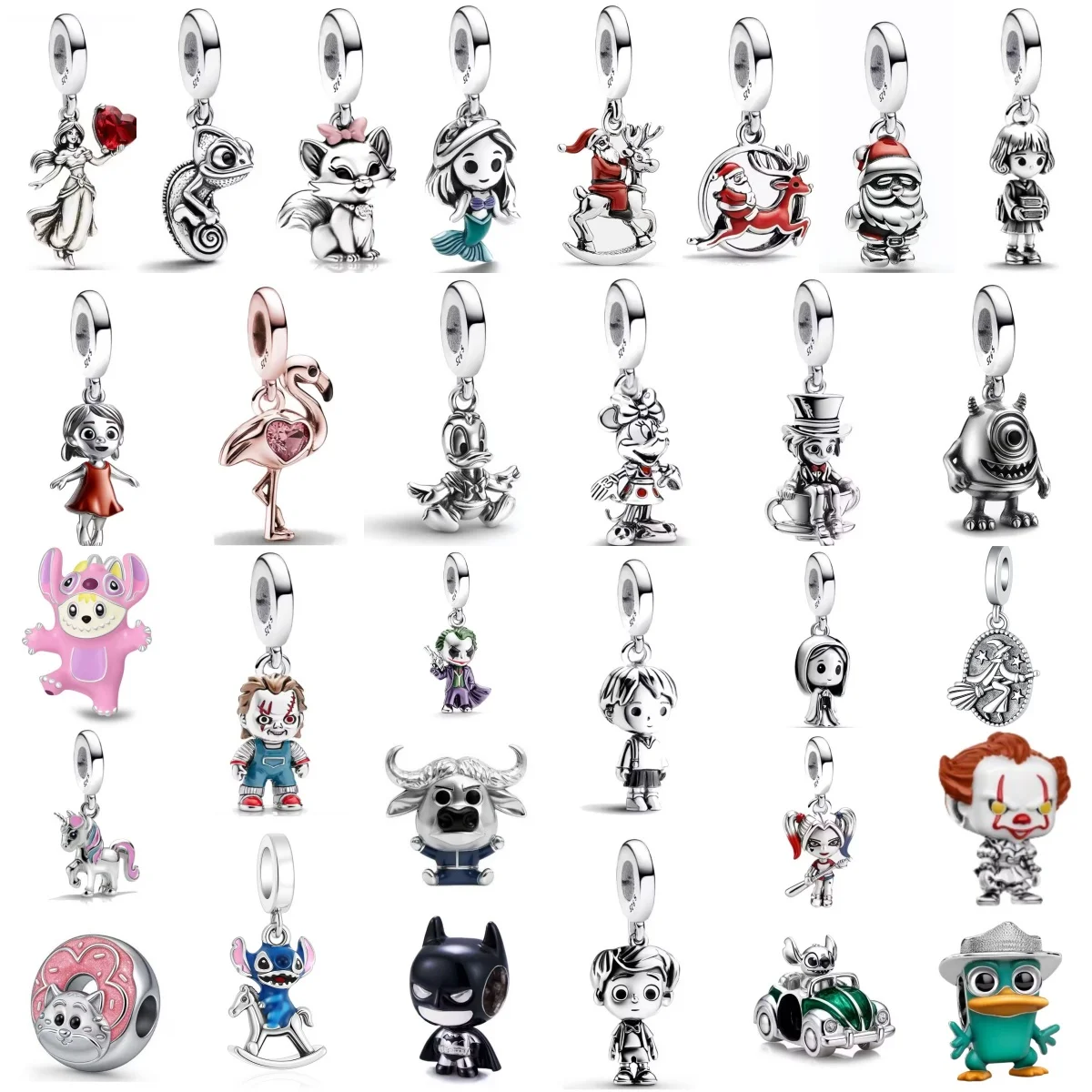 Nuevo Charm de Pulsera Europeo de Plata 925 con Diseños de Unicornio, Sirena, Flamenco, Coche, Perro y Princesa, Joyería de Lujo para Mujer, Regalo de Moda
