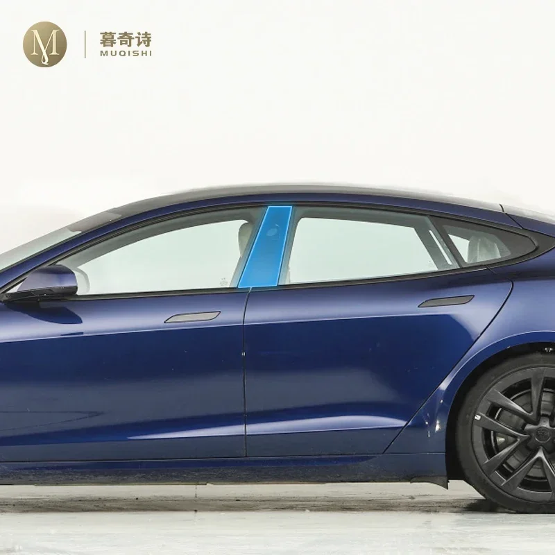 

For Tesla Model S 2022-2023Car Exterior PPF transparent Paint protective film TPU Anti scratch BC Window pillar strip film refit